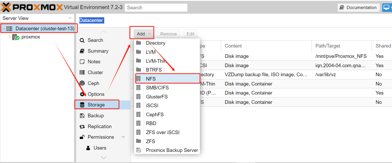Как добавить хранилище NFS в Proxmox для бэкапа виртуальных машин
